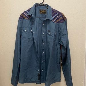 Aztec print denim shirt